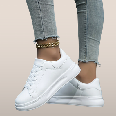 Witte Sneakers Dames met Dikke Zool – Comfortabele Lage Platform Schoenen