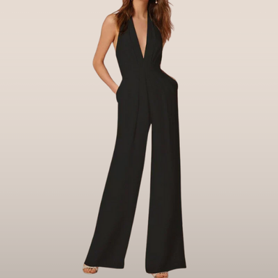 Jumpsuit Women – Sleeveless Palazzo Model with Deep Neckline