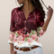 Blouse met Bliksemprint en Bloemenrand – Statement Overhemd met Lange Mouwen