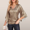 Lurex Wrap Top with Split Sleeves – Festive and Chic