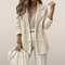 Knitted Women's Blazer - Double-Row with Pocket Details 