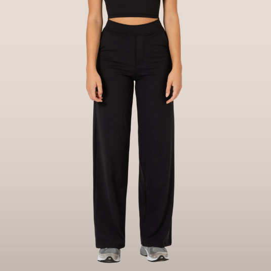 High-Waist Wide-Leg Trousers with Elastic Waistband 