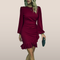 Elegante Mini Jurk met Lange Mouwen – Ruchesdetail & Asymmetrische Zoom