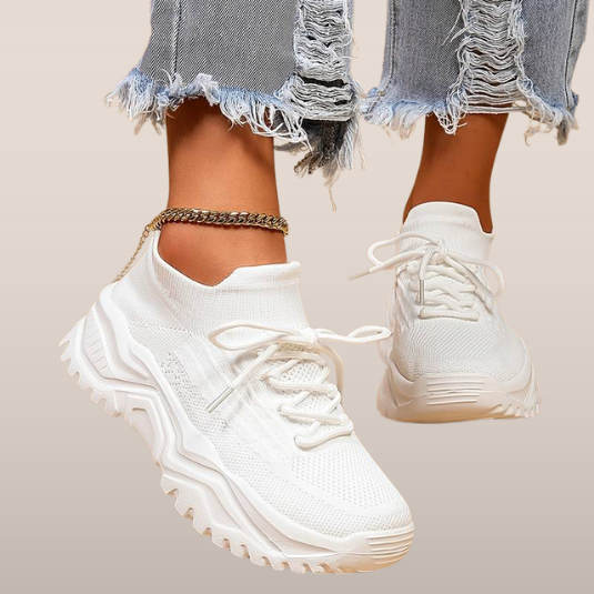 Dames Sneakers – Lichtgewicht Veterschoen met Sportieve Zool