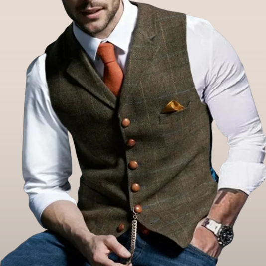 Men's cardigan with classic button closure – Formal look with chest pocket detail 