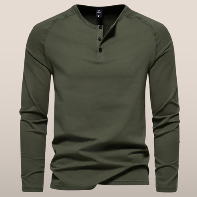 Men's Henley long sleeve - Long sleeves and button closure at the neck