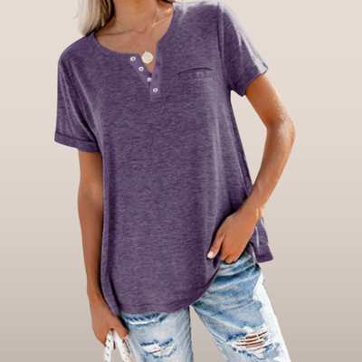 Loose-fitting henley top – Casual T-shirt with button detail 