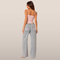 Dames wide-leg jeans – Grijs met geborduurde strikdetails