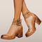 Dames enkellaarsjes met blokhak – Vintage design met gespsluiting