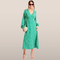 Dames midi-jurk – V-hals en lange mouwen met speels stippenpatroon