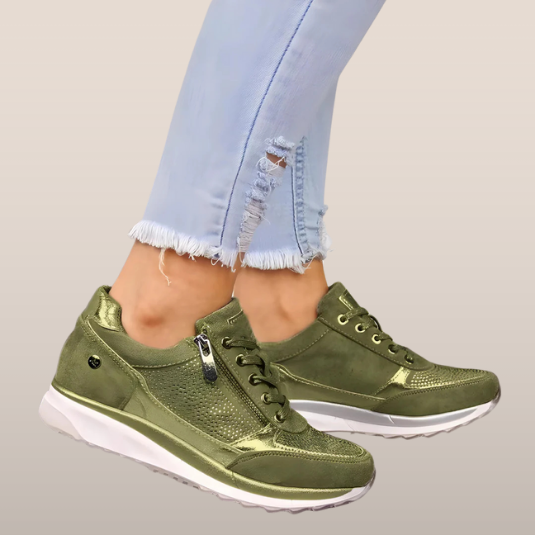 Dames Sneakers met Ritssluiting - Verhoogde Zool - Ademend Mesh