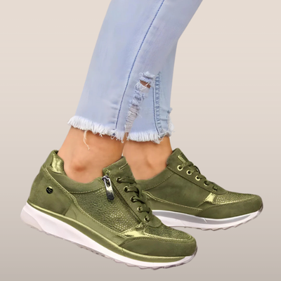Dames Sneakers met Ritssluiting - Verhoogde Zool - Ademend Mesh