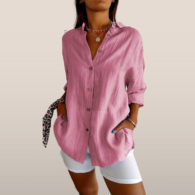 Isabeau – Cotton Blouse with Button Closure 