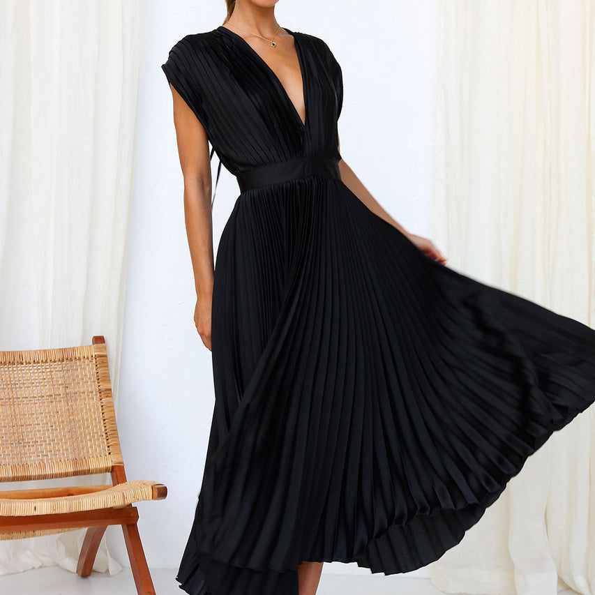 Elegante Mouwloze V-hals Midi Jurk