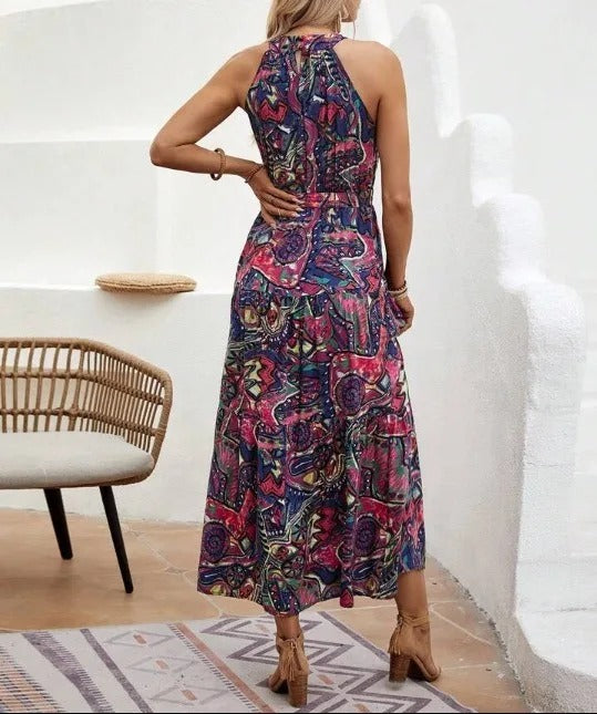 Reign - Retro Halternek Maxi Jurk