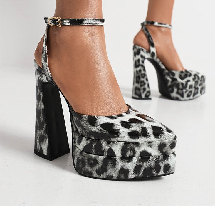 Shiny luxury leather heels