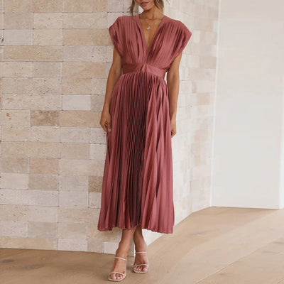 Elegante Mouwloze V-hals Midi Jurk