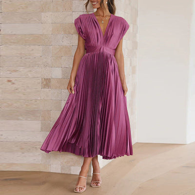Elegante Mouwloze V-hals Midi Jurk