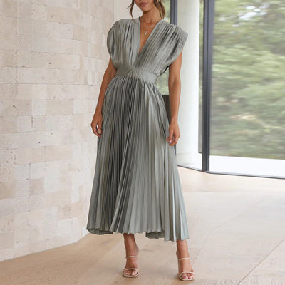 Elegante Mouwloze V-hals Midi Jurk