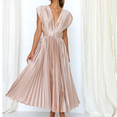 Elegante Mouwloze V-hals Midi Jurk
