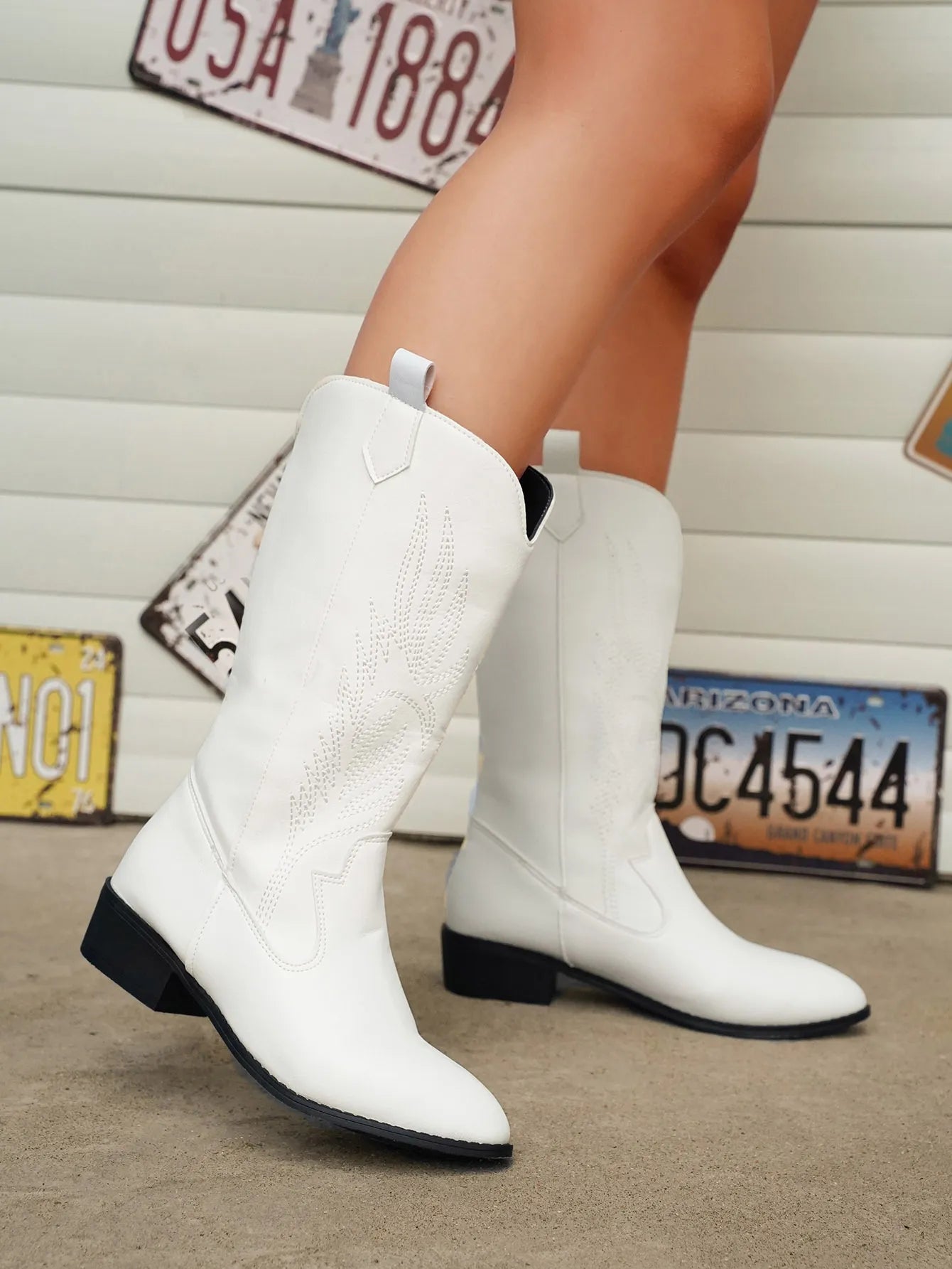 Demy - Western Cowboy Boots with Embroidered Design