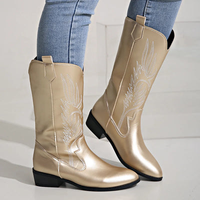 Demy - Western Cowboy Boots with Embroidered Design