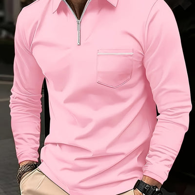 Daan | Effen polo shirt met lange mouw