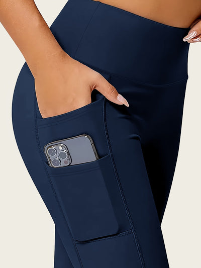 Sara | Effen kleur yogabroek met zak en hoge stretch