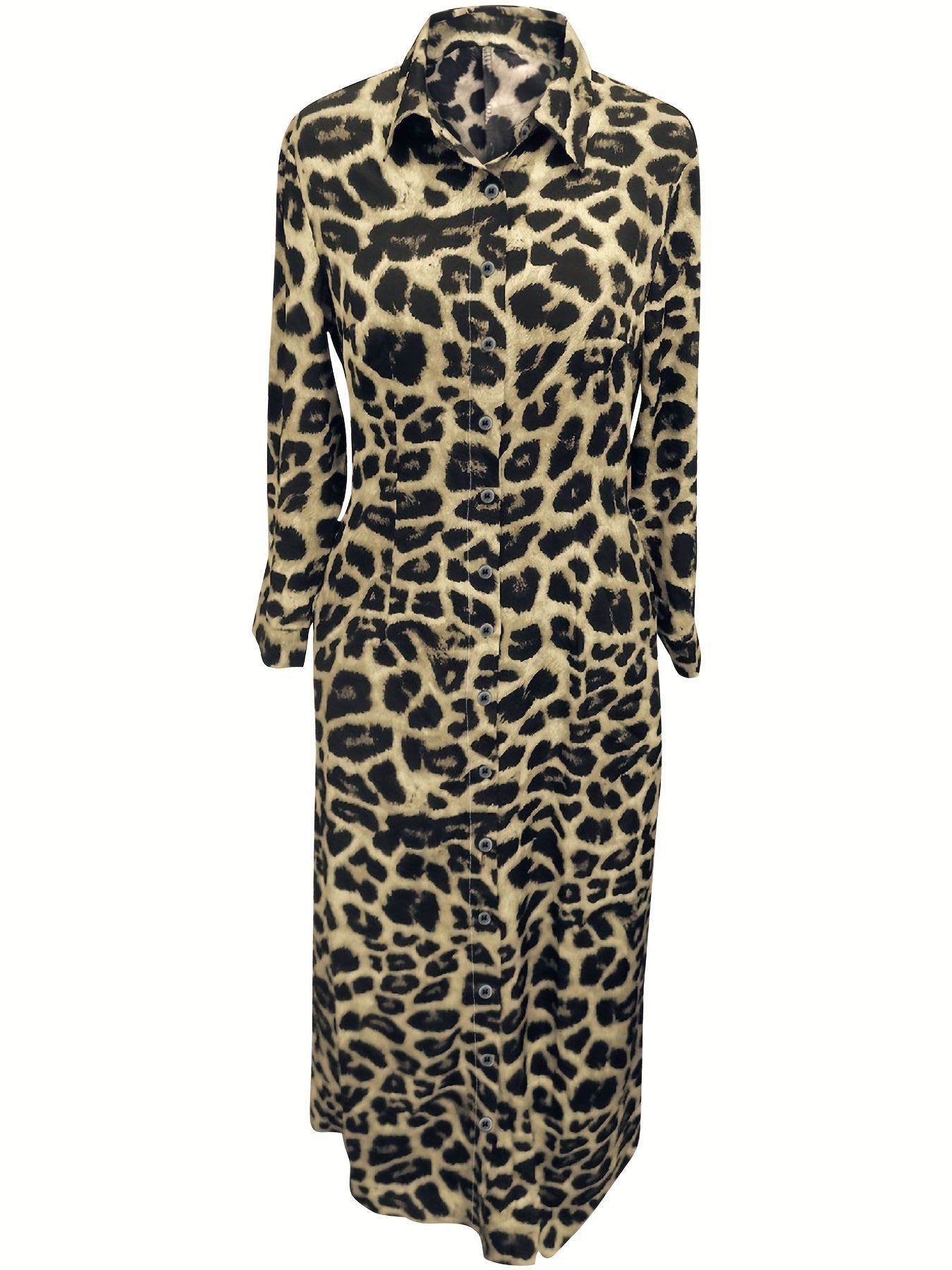 Emma | Maxi-jurk met luipaardprint en knopen