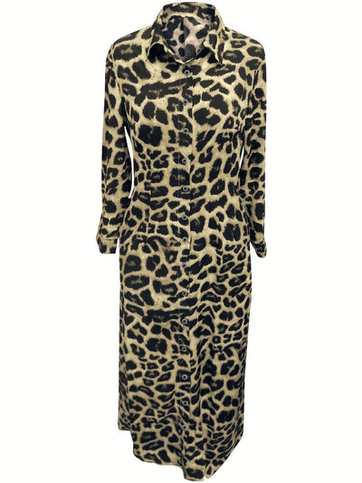 Emma | Maxi-jurk met luipaardprint en knopen