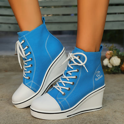 Lotte | Plain canvas ankle boots with a love pattern