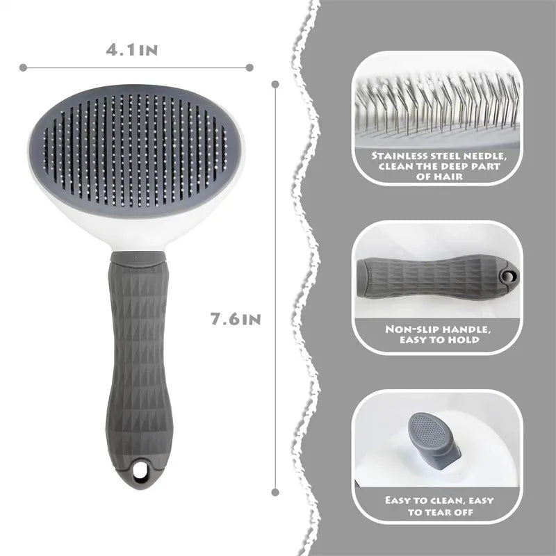 Pet Grooming Brush - Self-Cleaning Comb for Dogs and Cats