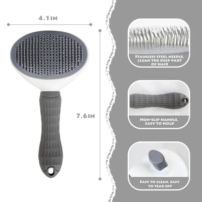 Pet Grooming Brush - Self-Cleaning Comb for Dogs and Cats