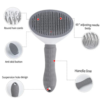 Pet Grooming Brush - Self-Cleaning Comb for Dogs and Cats
