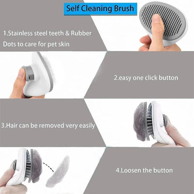 Pet Grooming Brush - Self-Cleaning Comb for Dogs and Cats