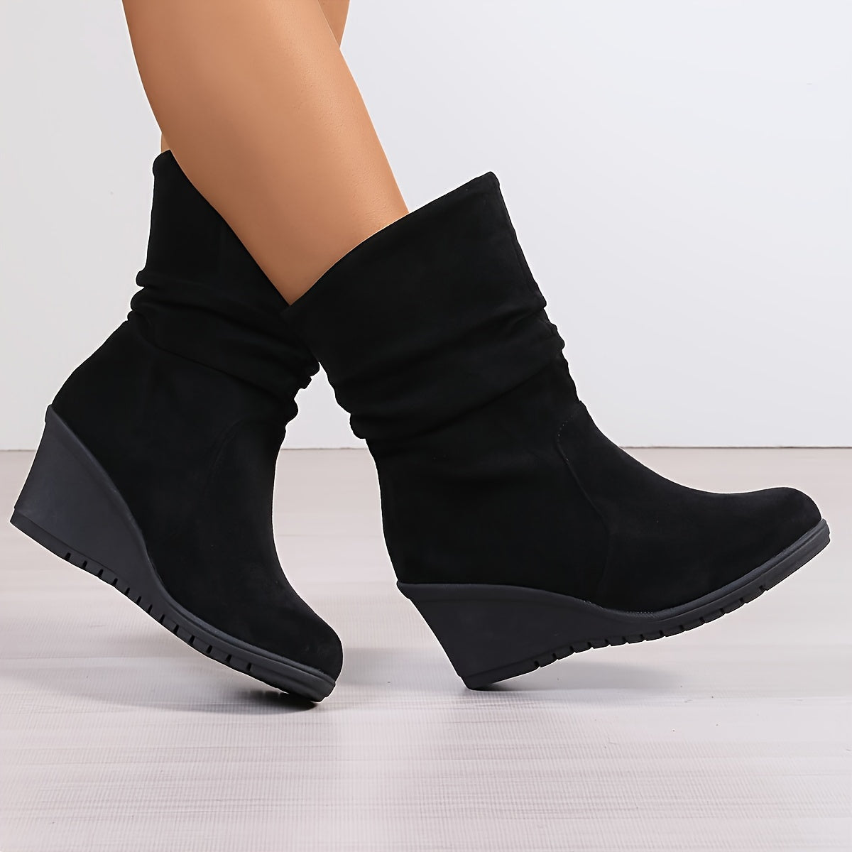 Amber | Comfortabele wedge laarzen in effen kleur