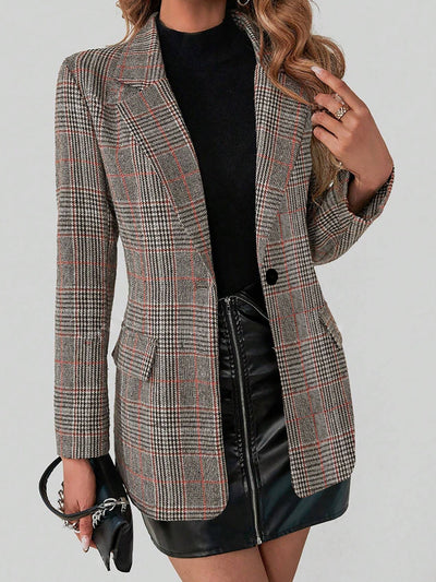 Emma | Elegant checked blazer with long sleeves