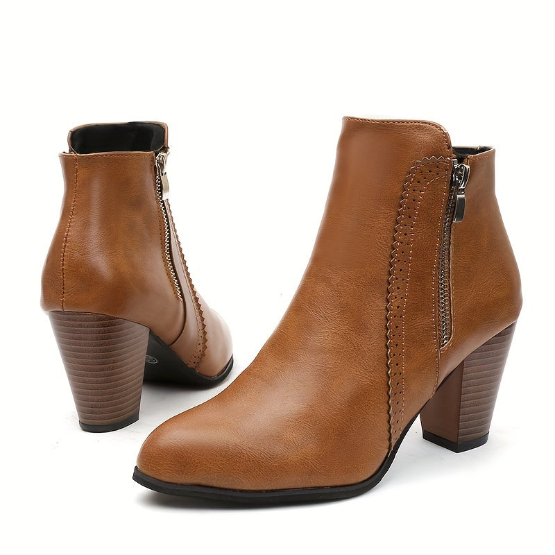 Eline | Ankle boots with a round toe and a chunky heel