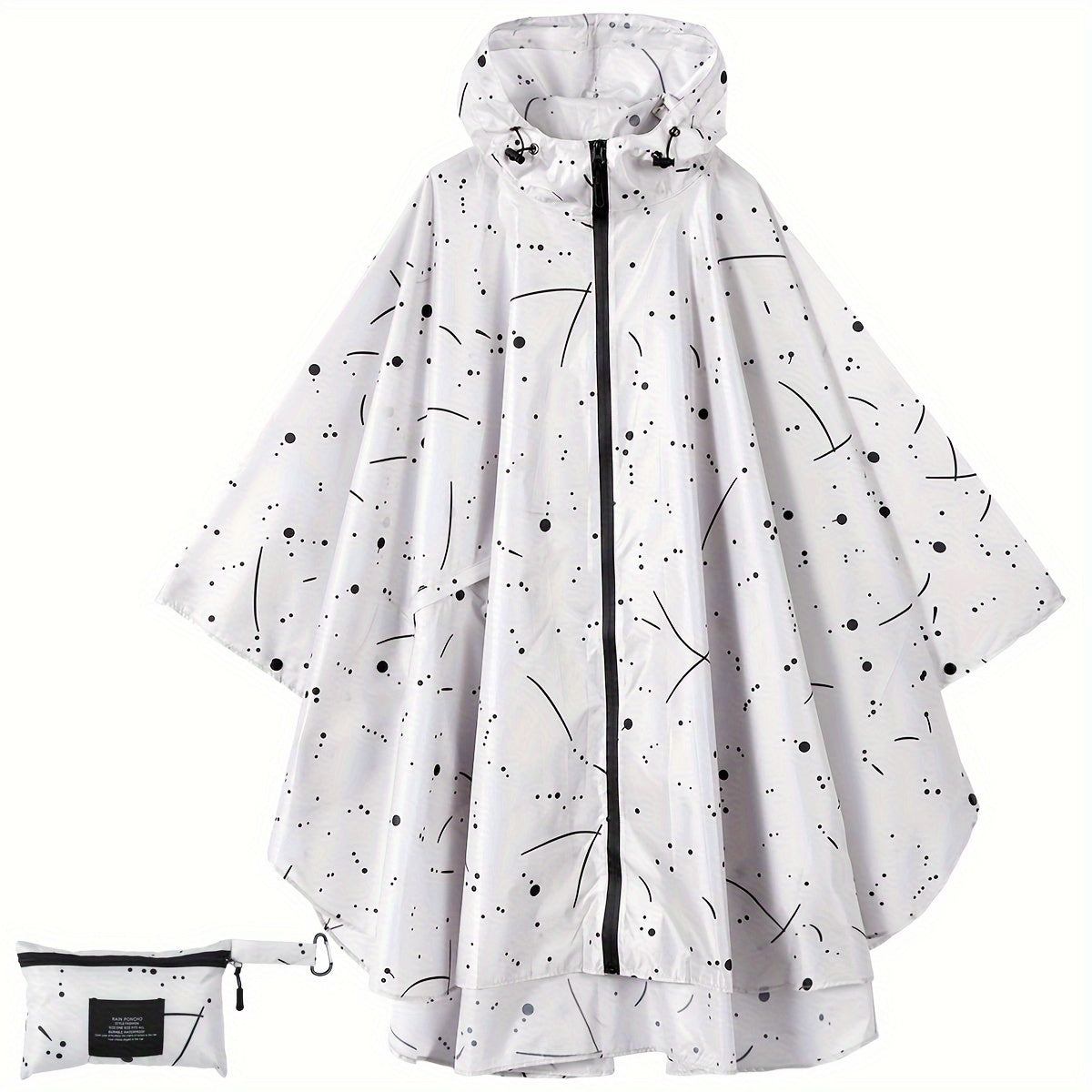 Lotte | Sporty women's rain poncho with hood and geometric pattern