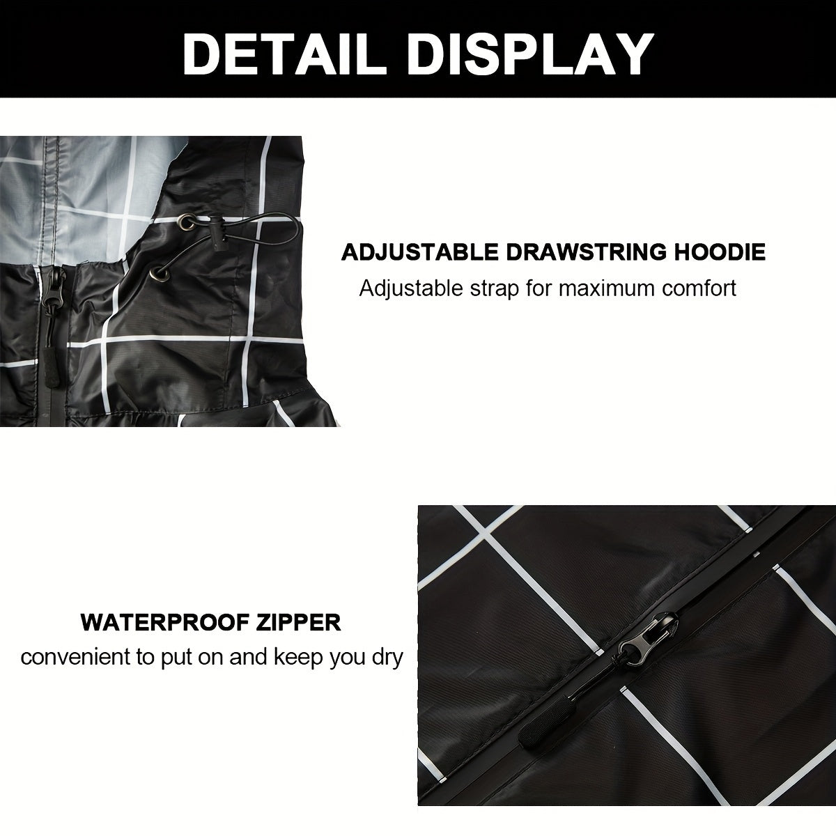 Lotte | Sporty women's rain poncho with hood and geometric pattern