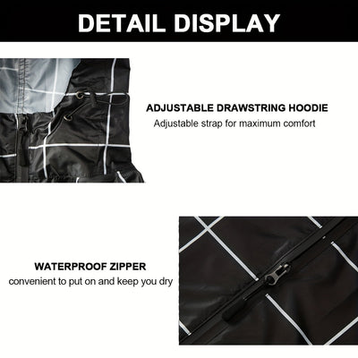 Lotte | Sporty women's rain poncho with hood and geometric pattern