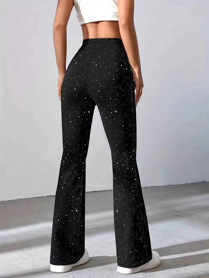 Eva | Flared trousers in glitter fabric