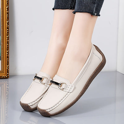 Sanne | Comfortabele platte dames mocassins met gesp