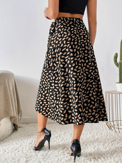 Lotte | Elegant A-line wrap skirt with a tie belt and allover print