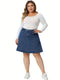 Evelien | Plus-size denim skirt with button accents and faux pockets
