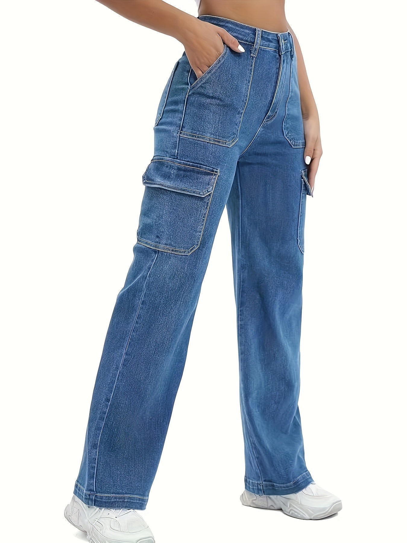 Emma | Women's high-stretch cargo denim jeans with pockets