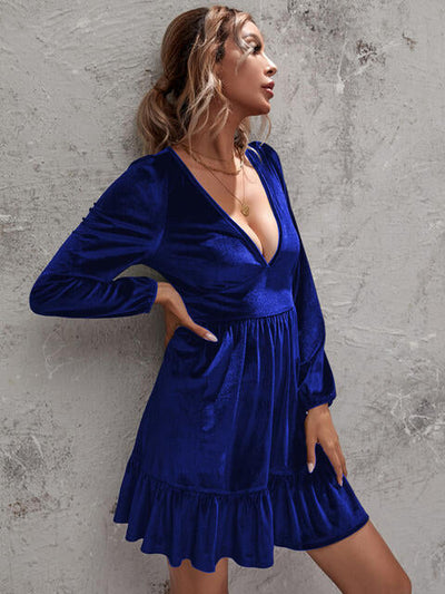 Lara - elegant fluwelen jurk met ruches