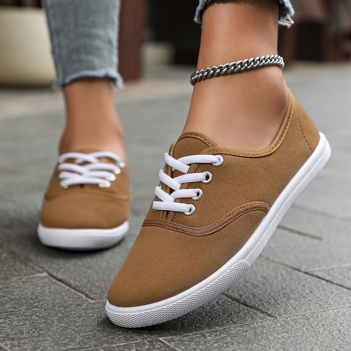 Sophie | Comfortabele lage canvas sneakers in wit