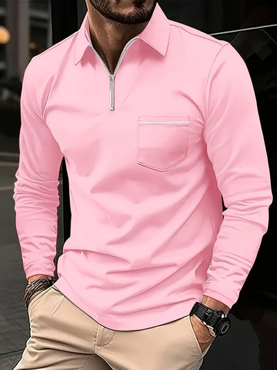 Daan | Effen polo shirt met lange mouw