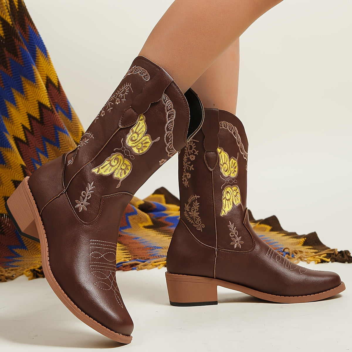 Vera | Cowboylaarzen met vlinderpatroon voor dames